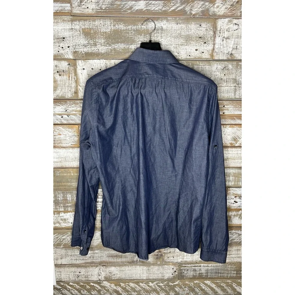 Express mens extra slim fit long sleeved blue dress shirt XL - Picture 2 of 4